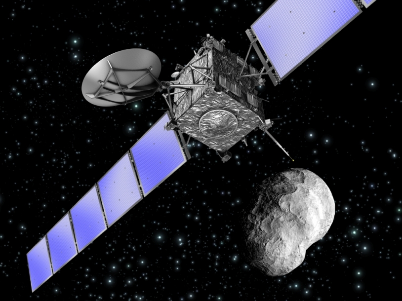 La sonde Rosetta est passée à seulement 800 km de l&#039;astéroïde Steins le 5 septembre. Crédits : ESA/ Ill. C. Carreau.